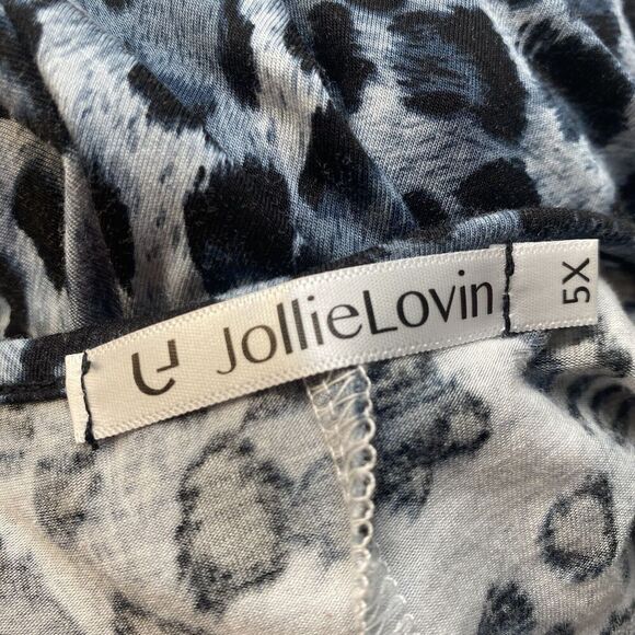 Jollie Lovin Woman's Short Sleeve Swing Dress Size 5X Leopard Print Blue Pockets - Picture 7 of 16